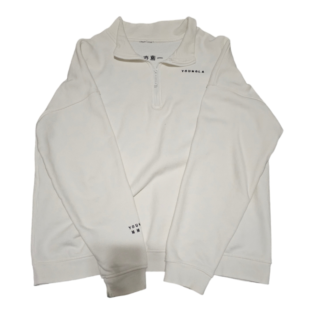 YoungLa White Quarter Zip Sweater